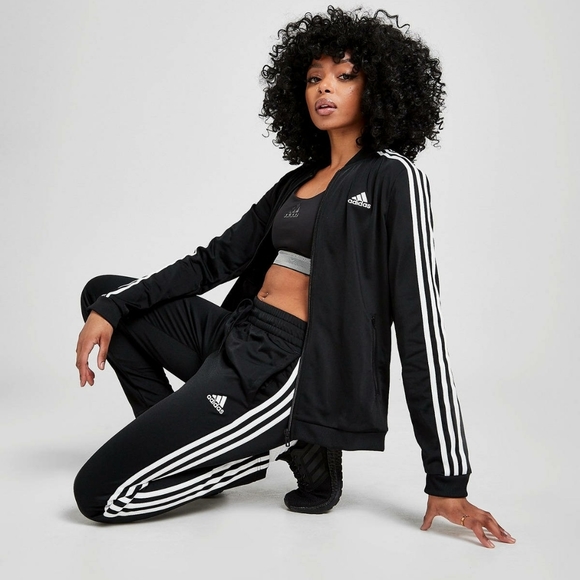 Adidas Women's ESSENTIALS 3-STRIPES TRACK SUIT Black/White - Picture 6 of 15